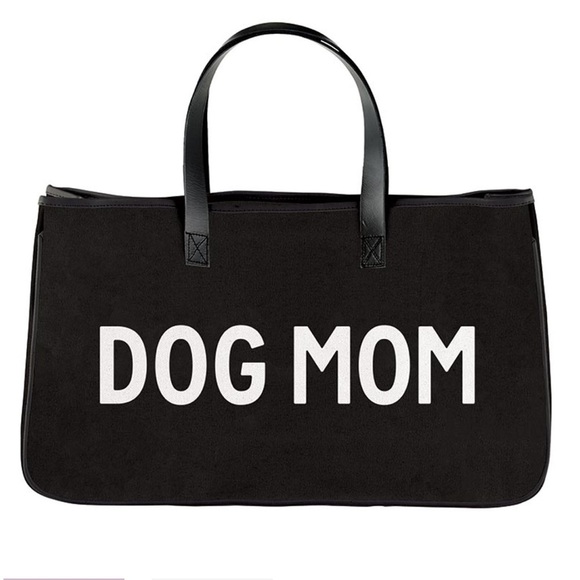 NWT SANTA BARBARA Dog Mom Savannah Canvas Tote Bag Black with Leather Straps - Picture 12 of 12